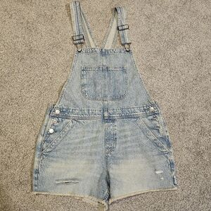 Arizona Light Wash Denim Short Overalls